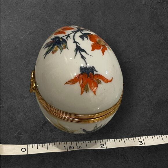 Authentic Limoges Trinket Box, Engagement Ring Box, Pillbox  Vtg Authentic Limoges Large Egg Fall Floral Trinket Box, Engagement Box, Pillbox